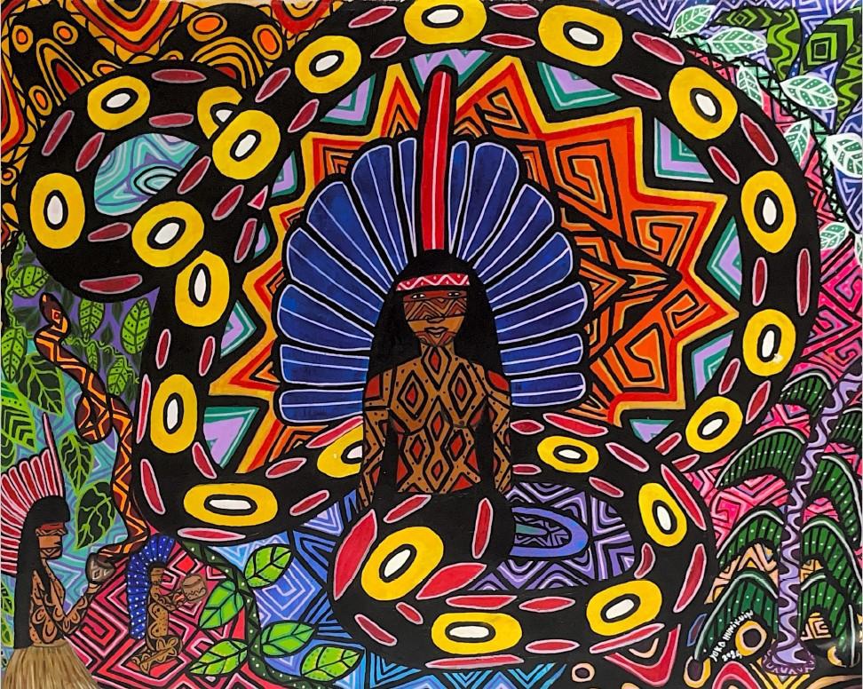 “Yube Nawa Ainbu” (2025), acrílica sobre tela de Yaka Huni Kuin (Crédito das imagens: Divulgação/Museu DAS)